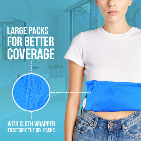 JJ CARE Gel Ice Packs Reusable - Pack of 2 Soft Ice Pack for Injuries with Wrap - Hot & Cold Pack Compress for Pain Relief, Rehabilitation, Flexible Therapy, for Knee, Back, Neck, Wrist, & Ankle